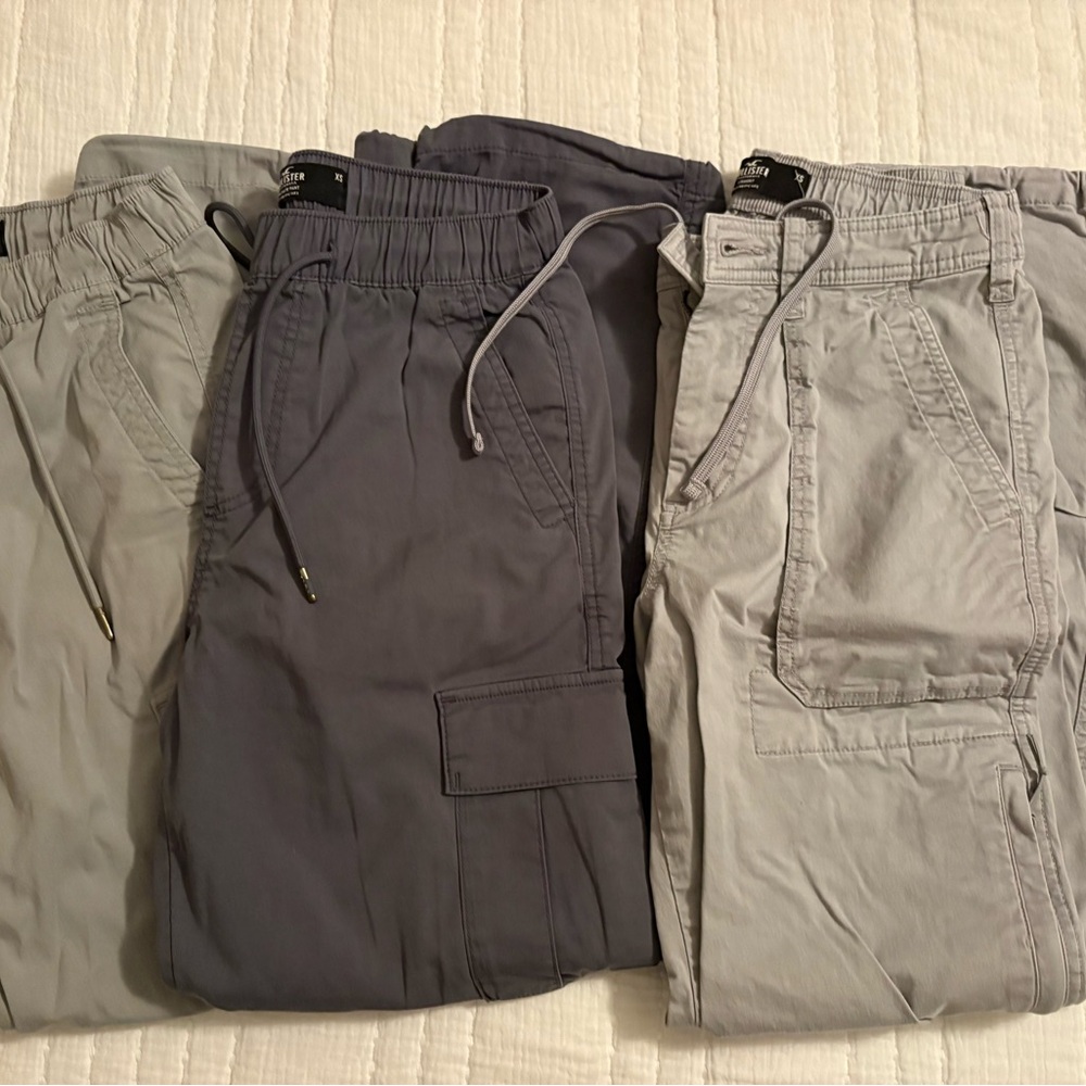 Hollister Men's Cargo Pants - Gray and Tan